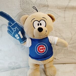 Cubs Bear In Blue T-shirt With Logo And #1 Foam Finger